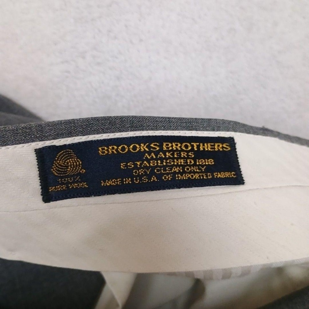 Brooks Brothers Pant Men 33x30 Gray Wool Classic Lined Dress Flat Front Suit USA - Picture 11 of 15